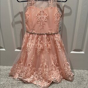 Elegant Pink Lace Kids Dress Sweet Spring